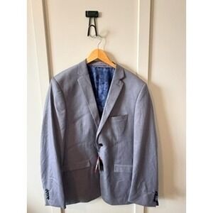 Soul of London Mens Slim Fit 7 Inch Drop Blazer Jacket Silver Grey 50R
